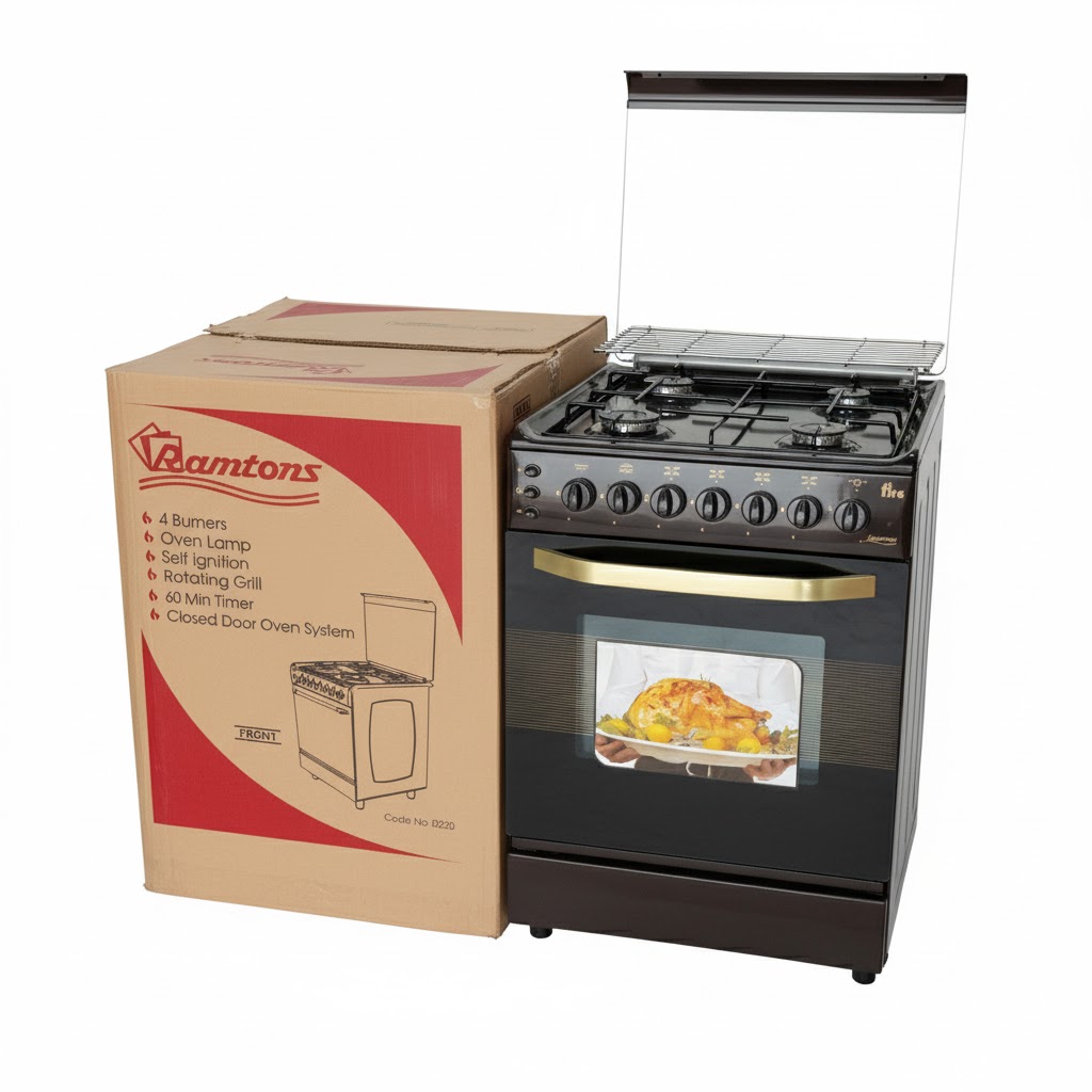 Picture of Ramtons 4 Gas Standing Cooker 50×50cm – Model EB/302 | Reliable & Efficient Cooking