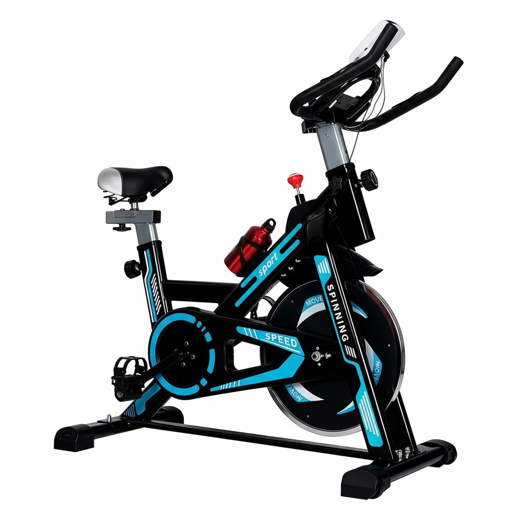 Picture of Cardio Spin Bike Machine – Adjustable Indoor Cycling Trainer (Red / Blue)