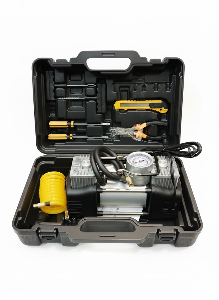 Picture of Portable Air Compressor with Tool Kit – Multi-Purpose Tire Inflator & Repair Set