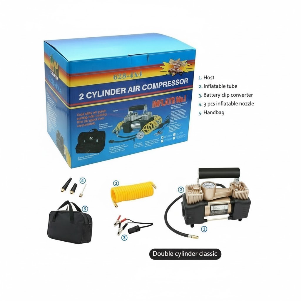 Picture of Portable Air Double 2 Cylinder Compressor – Heavy Duty Tire Inflator