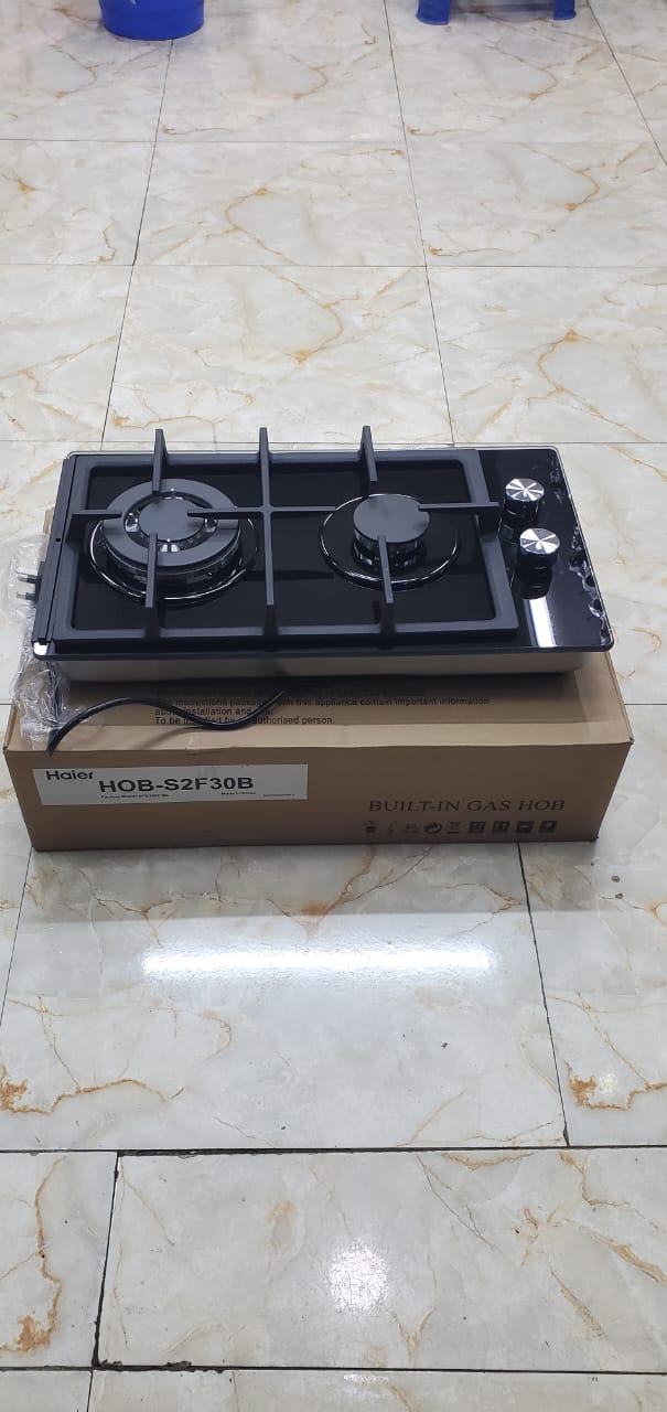 Picture of Haier glass inbuilt 2 burner with wok burner hob cooker 
