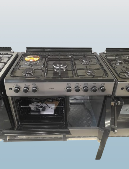 Picture of Mika 60cm x 90cm Standing Cooker – 4 Gas Pool Jet Burners (1 Wok), 1 Rapid Hot Plate, Electric Oven, Rotisserie & Gas Cylinder Compartment
