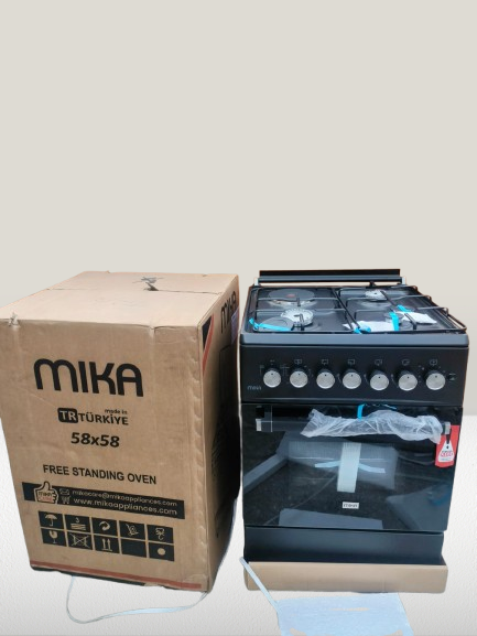 Picture of Mika 58x58cm Marble-Finish Standing Cooker – 3 Gas Burners + 1 Electric Plate with Electric Oven