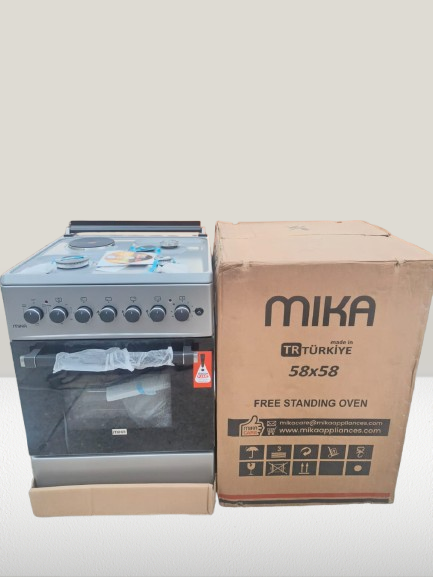 Picture of Silver Mika Standing Cooker 58 x 58 3 Gas + 1Electric Hotplate with Electric Oven