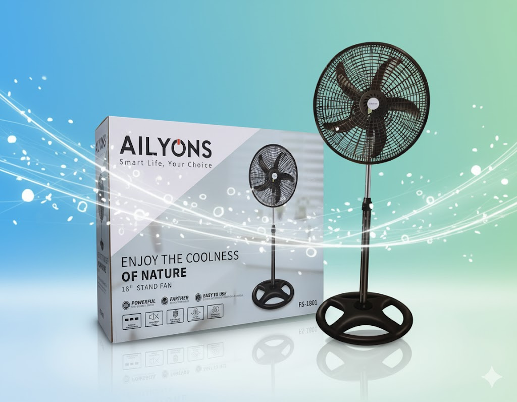 Picture of Ailyons 18 Inches Standing Fan – Powerful, Quiet, and Energy-Efficient Cooling Solution